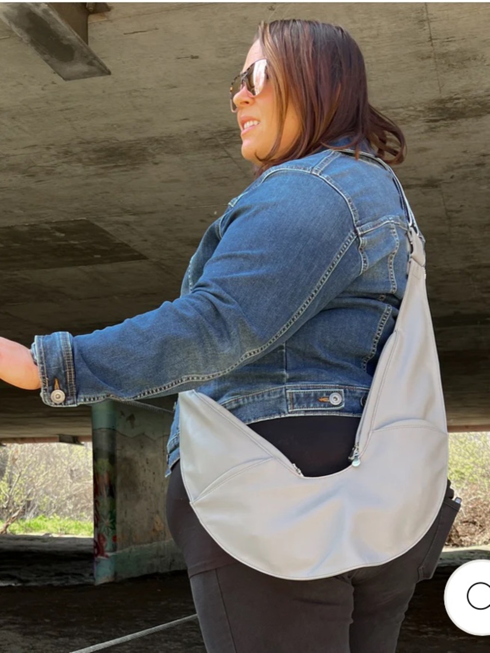 Sash Bag Vegan Leather Standard Gray Crossbody - Picture 12 of 16